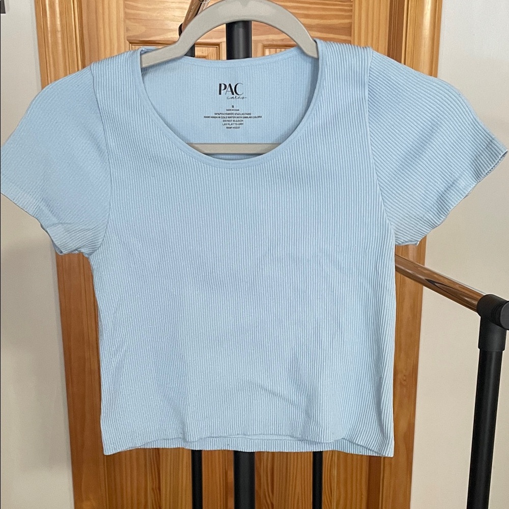 Pacsun Light Blue Ribbed Women's short sleeve Top